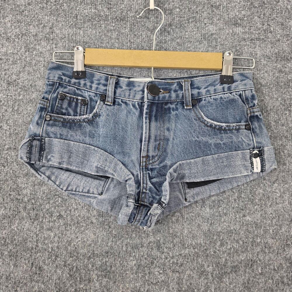 One Teaspoon Shorts Kids Girls 12-14 Bandits Denim Distressed Blue Casual Comfy